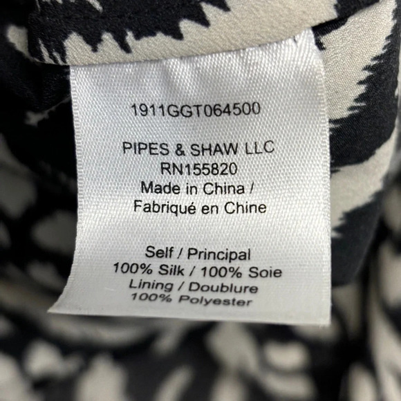 Veronica Beard Ashlynn Silk Blouse Sheer 2 Black and Bone Button Down - Picture 12 of 16